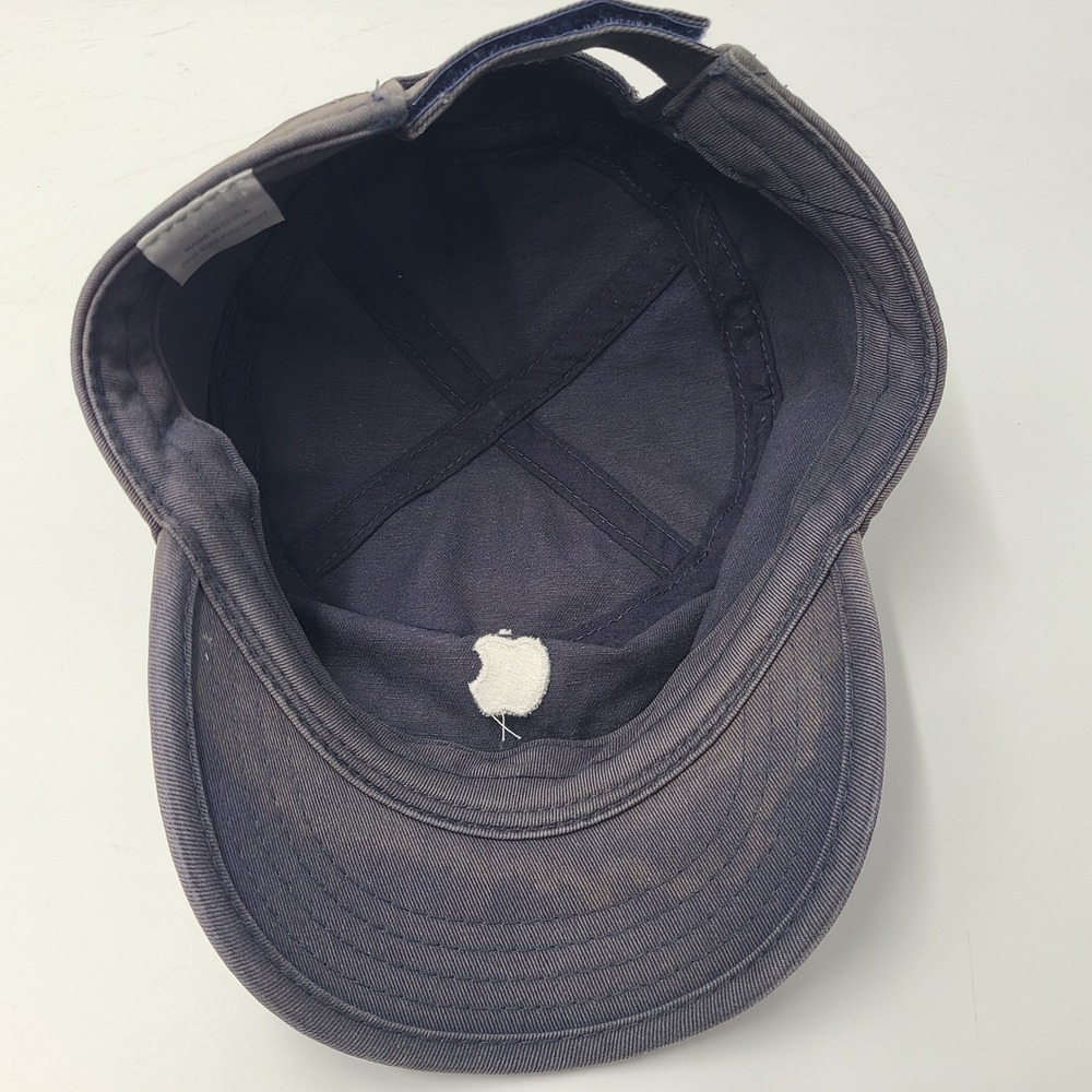 Apple Hat Adjustable Blue Distressed Cadet Military Army Cap Tech Logo Promo Men - Picture 12 of 14